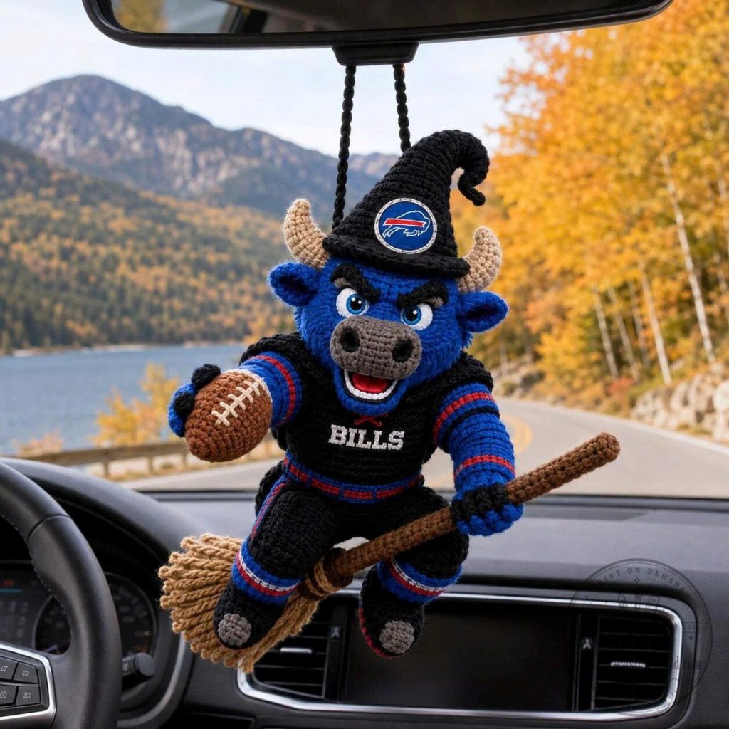 Buffalo Bills Football Witch Mascot Flying Broom Car Ornament 29 Buffalo Bills Football Witch Mascot Flying Broom Car Ornament