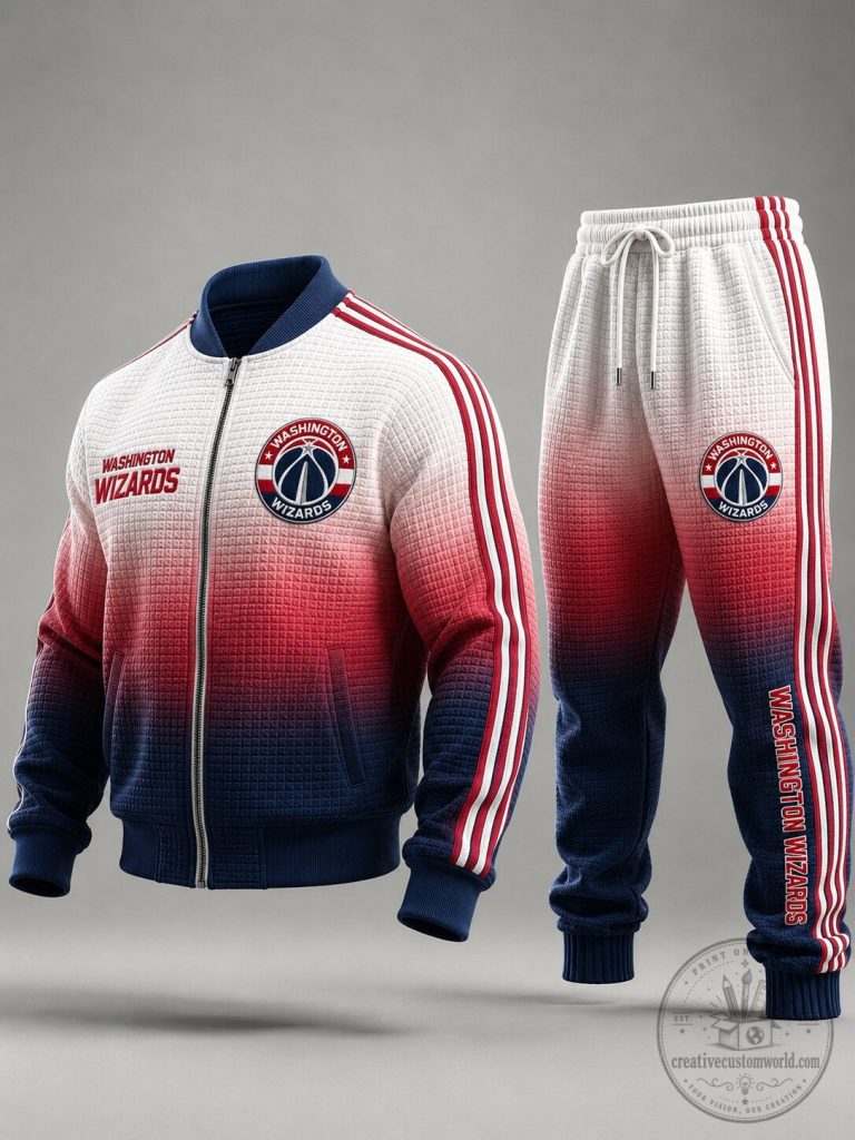 Washington Wizards Gradient Quilted Full-Zip Jacket and Jogger Pants Set