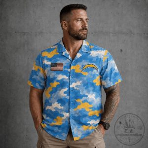 Los Angeles Chargers US Military Camouflage Hawaiian Shirt for Men