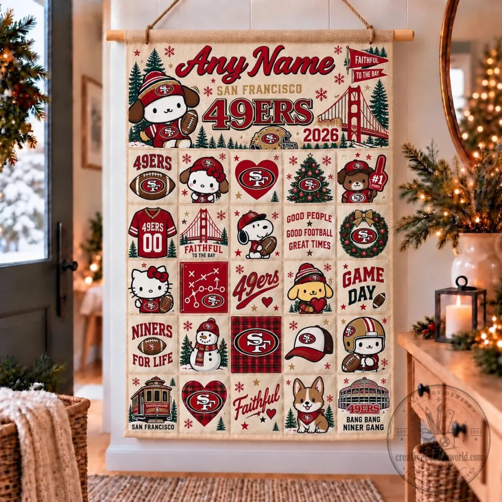 San Francisco 49ers Christmas Advent Calendar Wall Hanging Tapestry Decor San Francisco 49ers Christmas Advent Calendar Wall Hanging Tapestry Decor