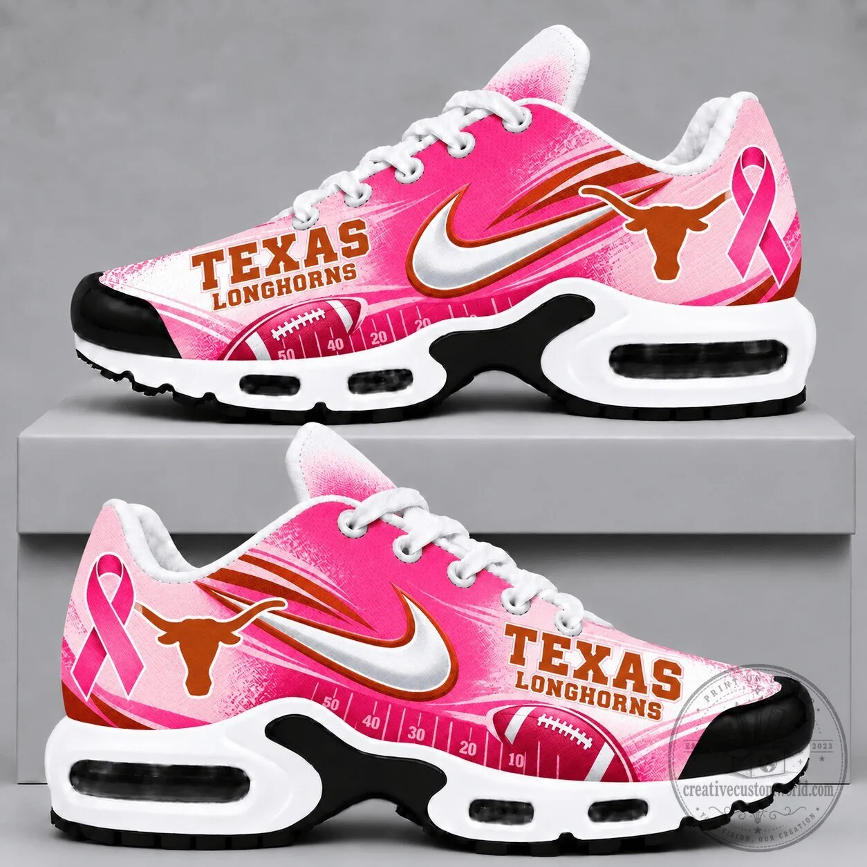 Texas Longhorns Breast Cancer Awareness Pink Running Shoes