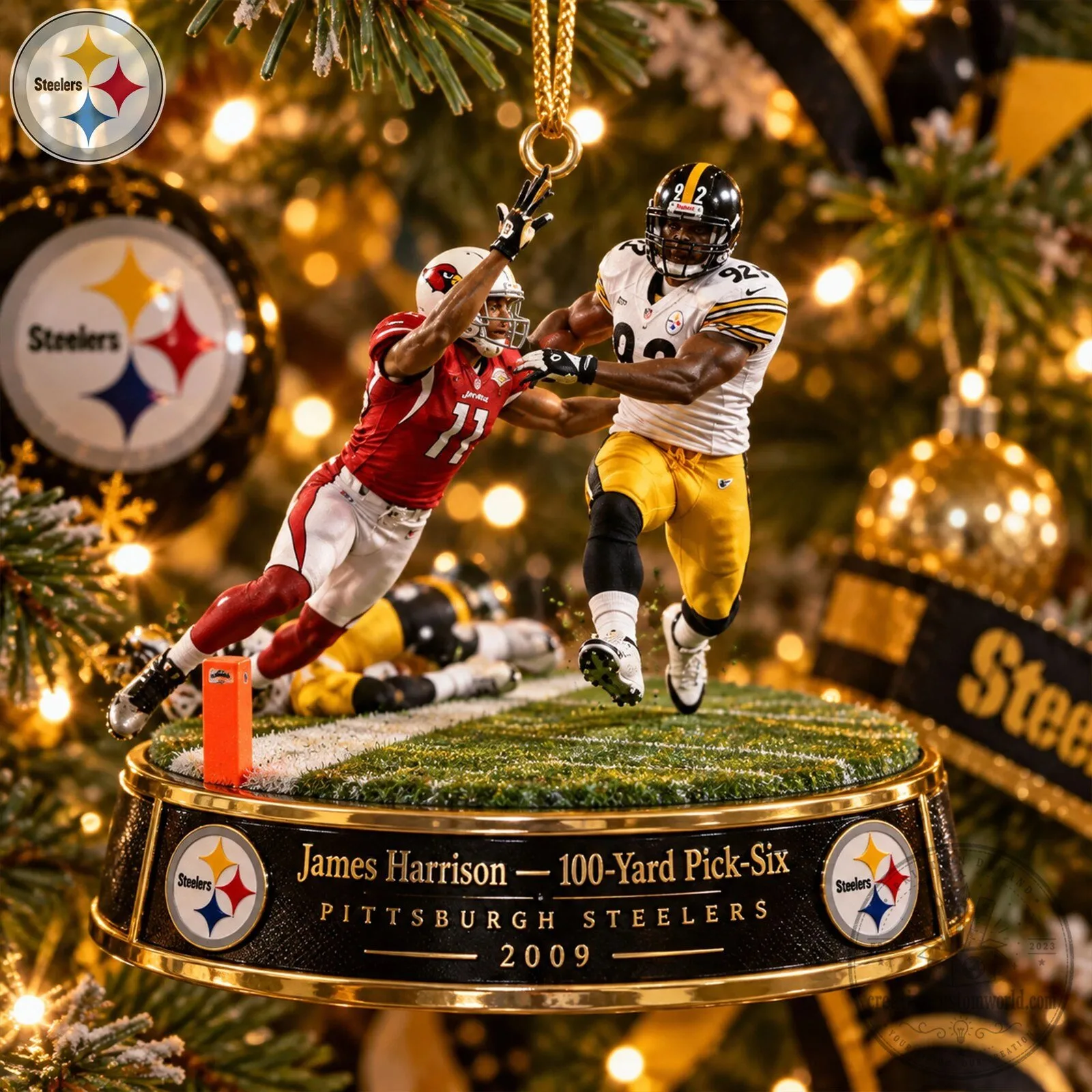 Pittsburgh Steelers James Harrison 100-Yard Pick-Six Football Christmas Ornament