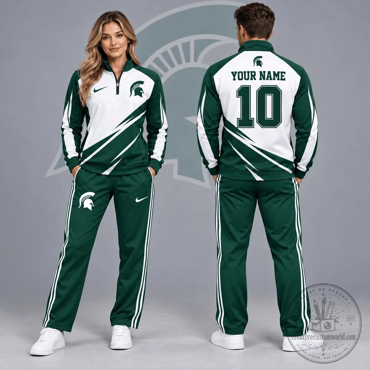 Michigan State Spartans Personalized Lightning Quarter-Zip Jacket