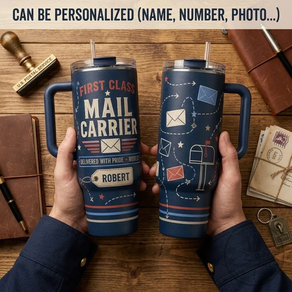 First Class Mail Carrier Postal Worker Insulated Tumbler with Handle
