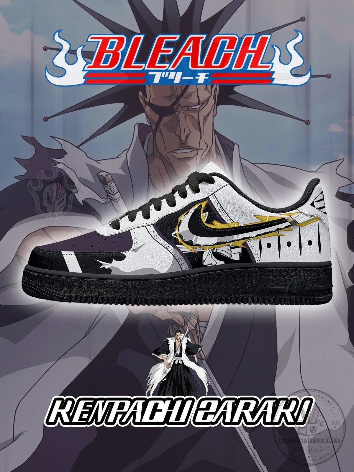 Bleach Kenpachi Zaraki Anime Character Design Custom Sneakers