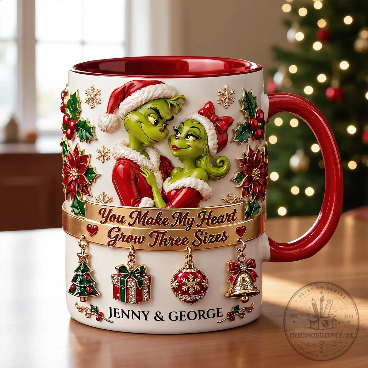 The Grinch and Cindy Lou Who Christmas Holiday Personalized Coffee Mug