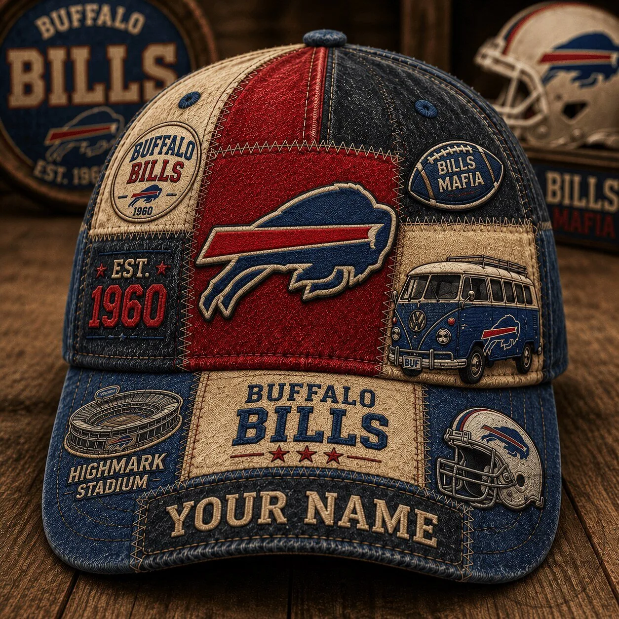 Buffalo Bills NFL Retro Style Personalized Classic Cap Hat for Football Fans