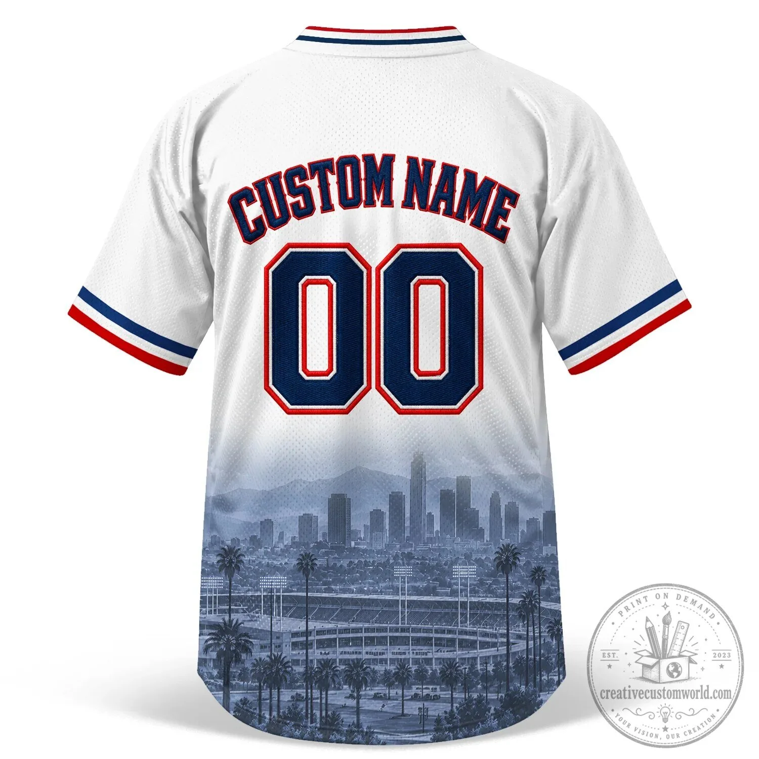 Los Angeles City Script Red Baseball Jersey 21 Los Angeles City Script Red Baseball Jersey