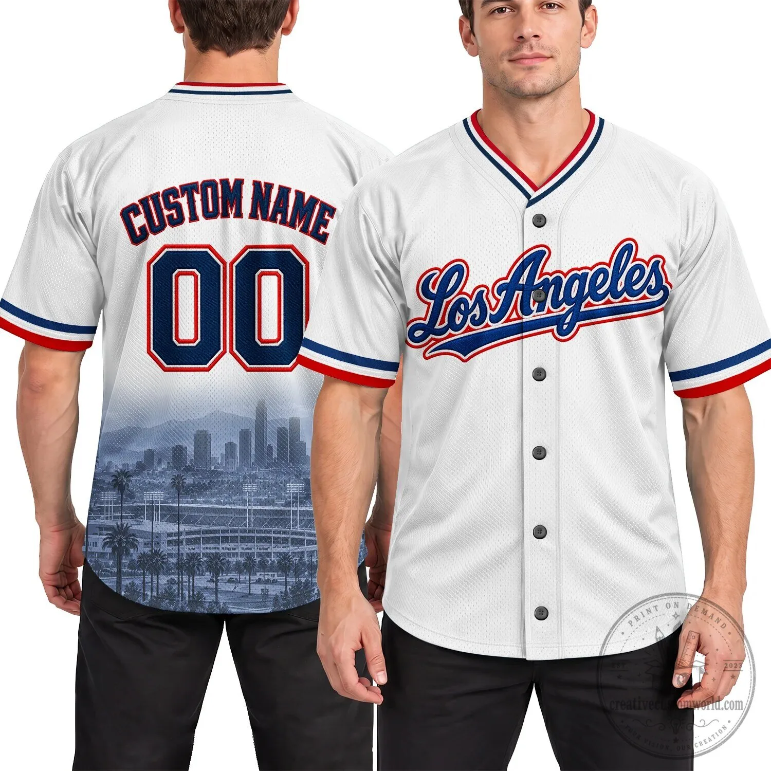 Los Angeles City Script Red Baseball Jersey 23 Los Angeles City Script Red Baseball Jersey