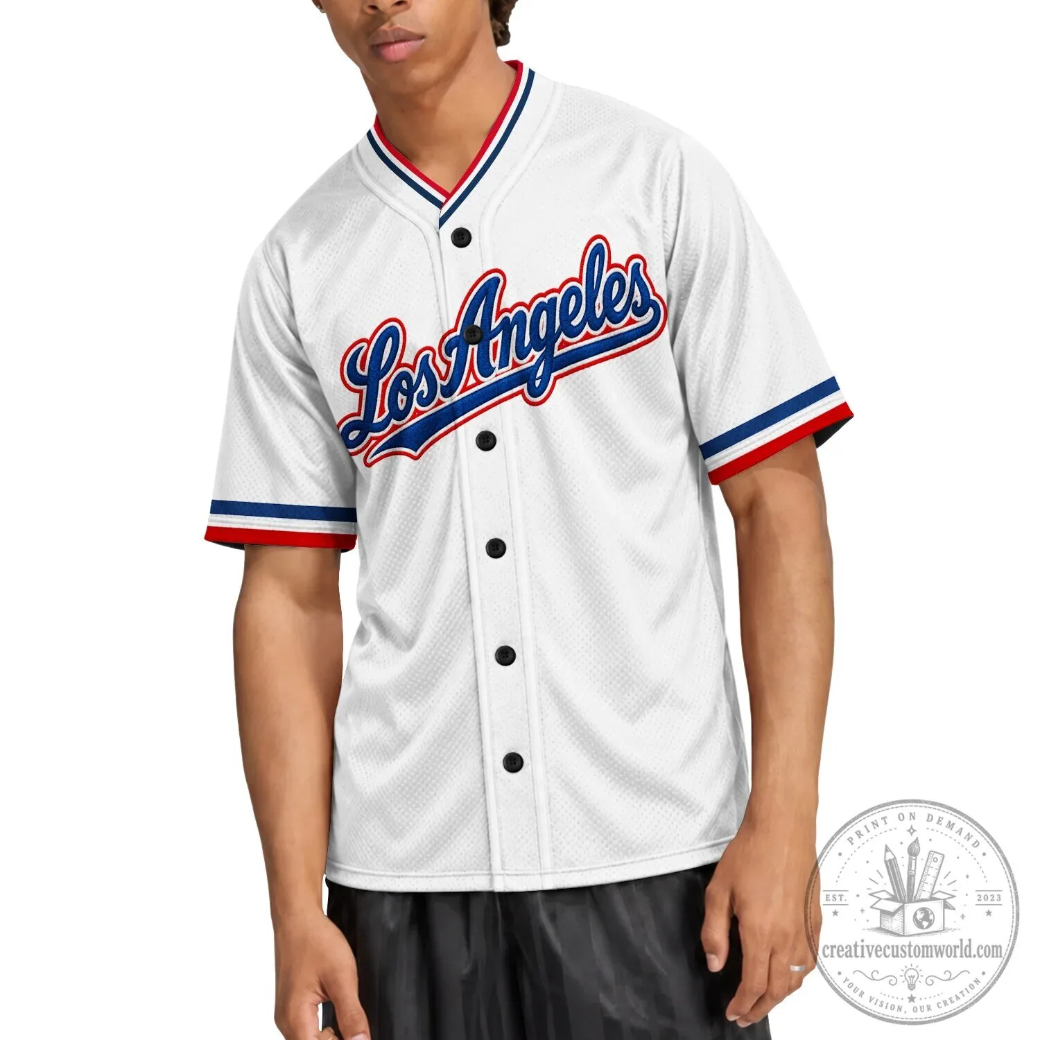 Los Angeles City Script Red Baseball Jersey 24 Los Angeles City Script Red Baseball Jersey
