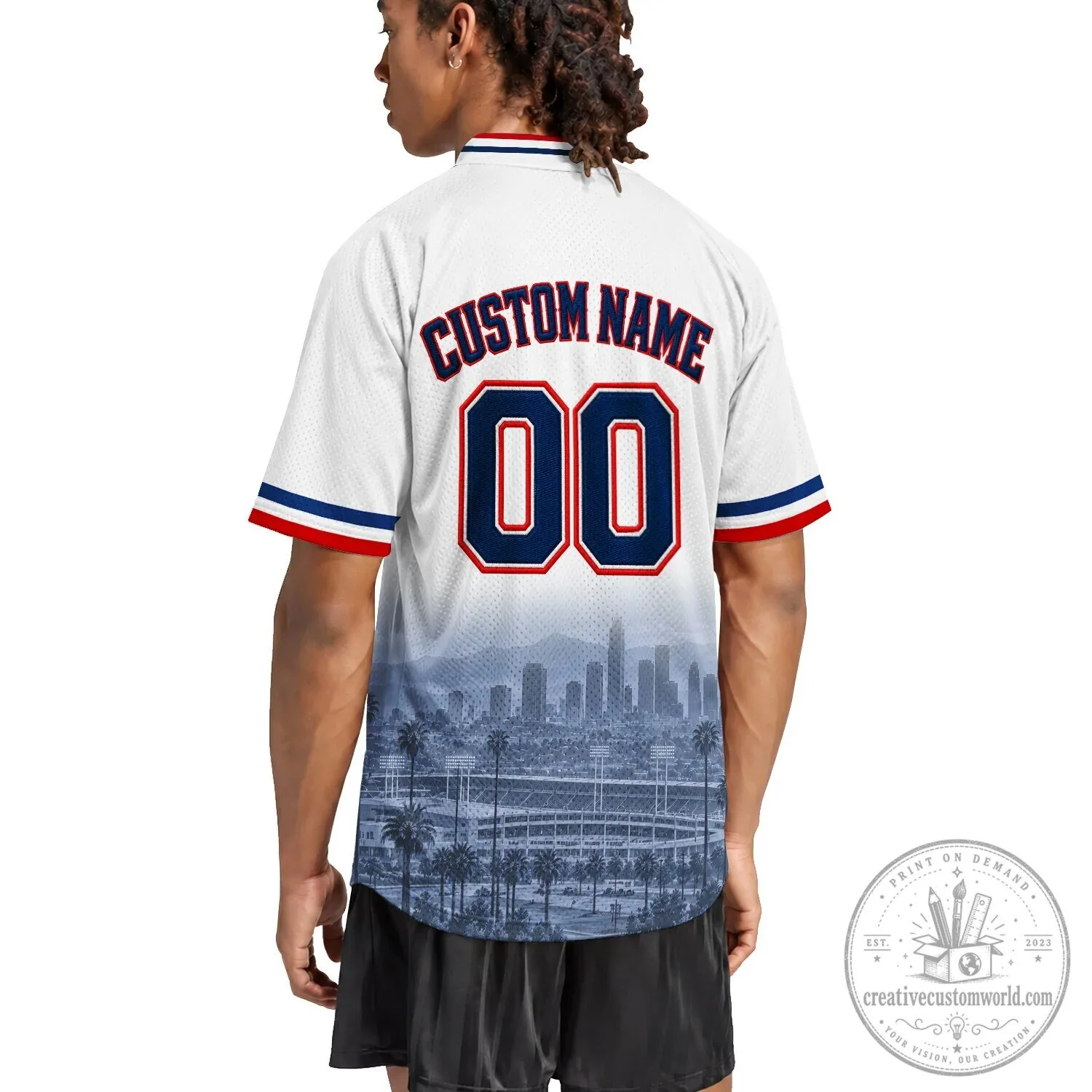 Los Angeles City Script Red Baseball Jersey 25 Los Angeles City Script Red Baseball Jersey