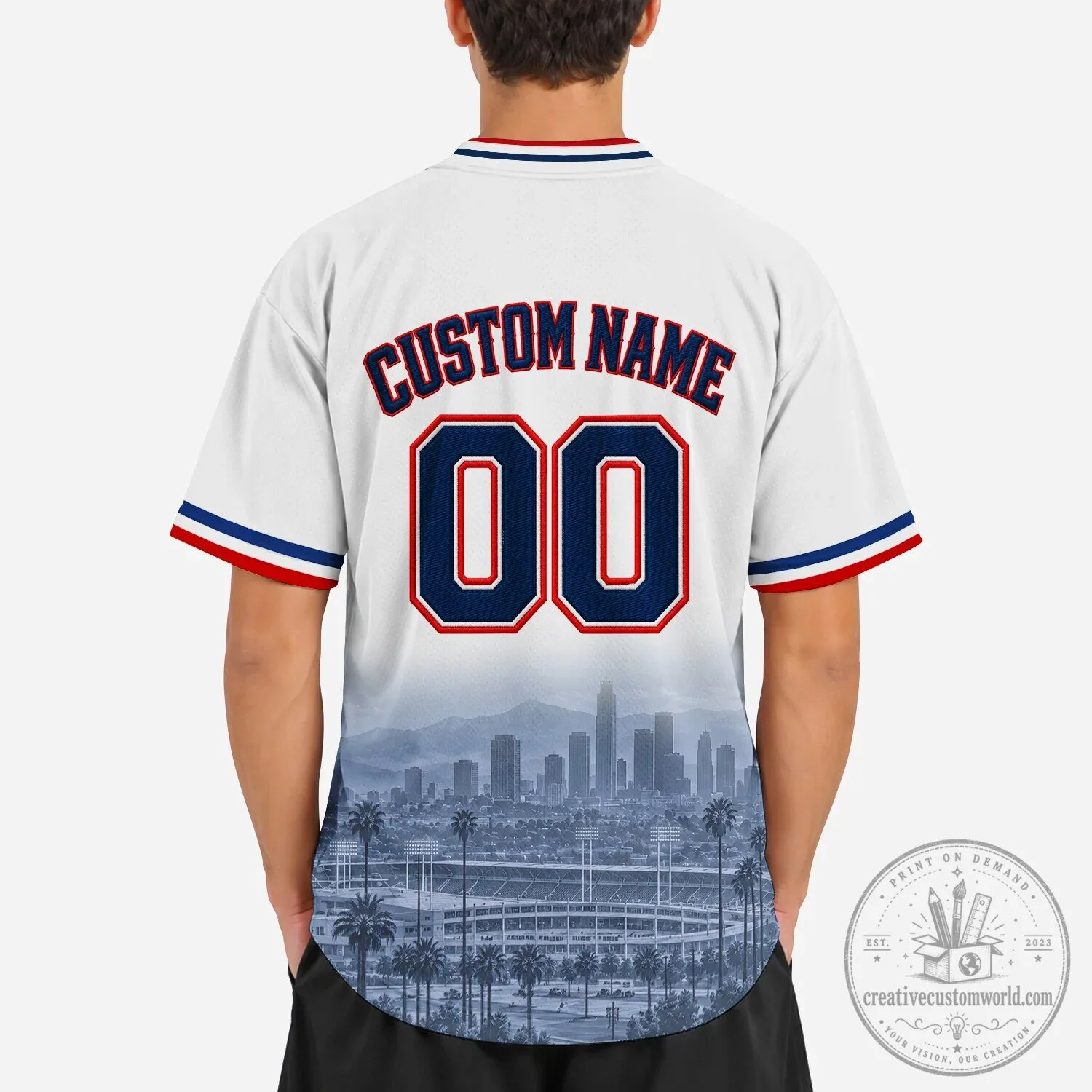 Los Angeles City Script Red Baseball Jersey 26 Los Angeles City Script Red Baseball Jersey