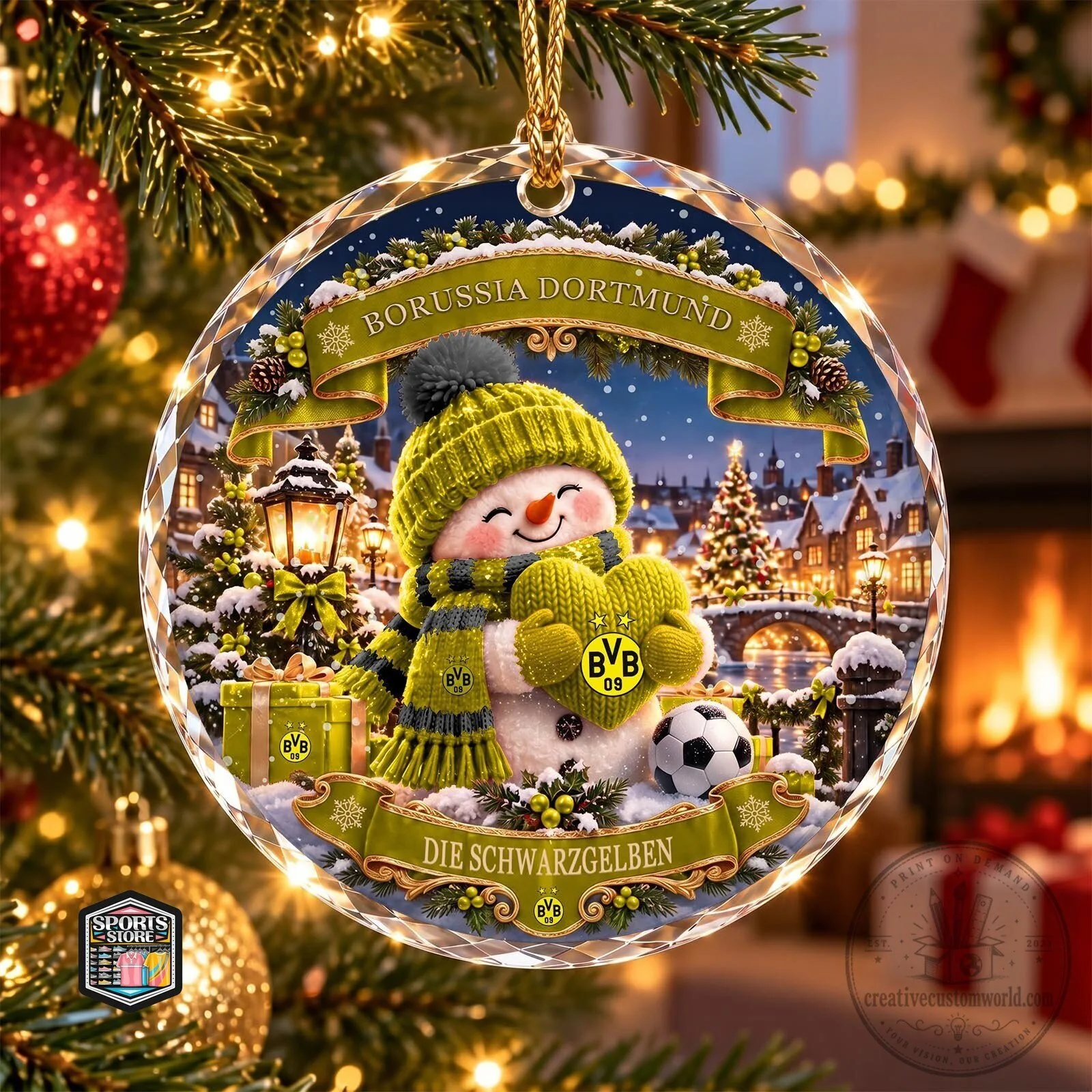 Borussia Dortmund Christmas Snowman Ornament