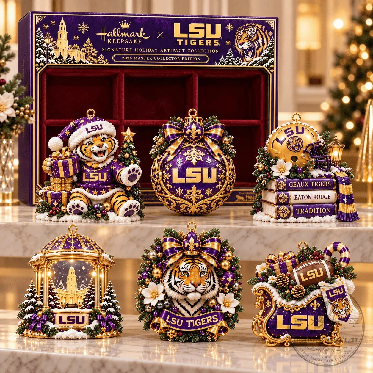 Louisiana State University Tigers Christmas Holiday Keepsake Ornament Collection
