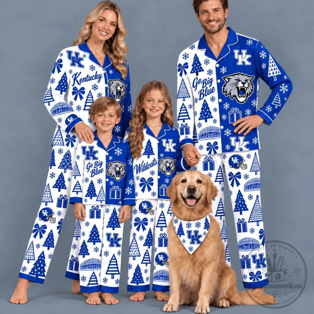 Kentucky Wildcats Christmas Holiday Matching Family Pajamas Set Kentucky Wildcats Christmas Holiday Matching Family Pajamas Set