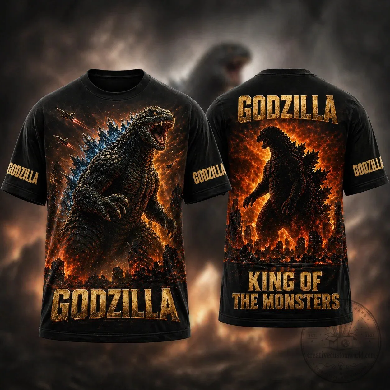 Godzilla King of the Monsters Classic Movie Black Graphic T-Shirt 5 Godzilla King of the Monsters Classic Movie Black Graphic T-Shirt